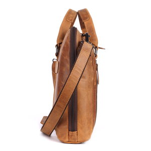 Best Quality Brown Leather Laptop <b>Bag</b> Sleeve Portable <b>Computer</b> Case Minimalist Business Travel Pouch From India - Product Image 5