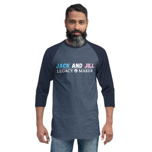 T-shirt de baseball unisexe Legacy Maker à manches 3/4 raglan gris chiné foncé, manches contrastées, décontracté, en mélange de coton, athlétique, pour tous les jours - Product Image 1