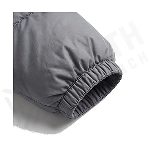 Women's Quilted Puffer Jacket Solid Gray Full Sleeve Stand Collar Zipper Closure Windproof Winter Coat Adjustable Waist - Product Image 6
