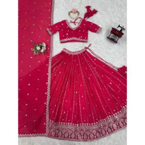 ปาร์ตี้ตอนเย็นสวม lehenga choli กับด้ายและลำดับการทำงาน - Product Image 5