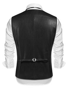 Chaleco de Cuero Personalizado para Hombre, Corte Ajustado, Estilo Casual, Cuello en V, Estilo Occidental, Venta al Por Mayor OEM - Product Image 4