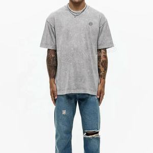 Camiseta de cuello redondo con lavado ácido de gran tamaño para hombre de algodón de la mejor calidad de los fabricantes de Pakistán Impresión digital de patrón sólido - Product Image 3