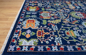 Alfombra Tradicional Tejida a Mano de Lana, Multicolor, con Diseño Floral Tribal, Decoración para el Hogar de Inspiración Escandinava |   Alfombra Anudada a Mano con Pelo Cortado - Product Image 3