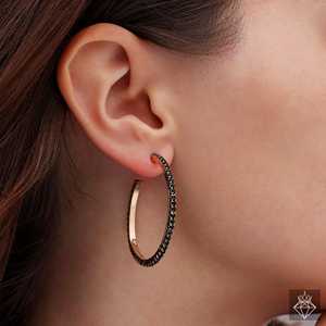 ต่างหูห้อยระย้ารูปหัวใจสีดำและห่วงที่สวยงามห่วงกลมหรูหรา - Product Image 2