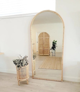 Full length standing <b>mirror</b> rattan frame floor leaning <b>mirrors</b> best price statement home decor - Product Image 2