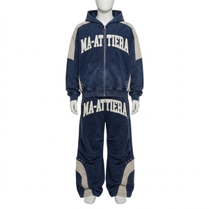 Conjunto Deportivo para Hombre con Capucha, Sudadera con Cremallera Completa, Pantalones de Algodón, Estampado de Letras, Ropa Casual de Otoño, Diseño Transpirable de Color Sólido - Product Image 3
