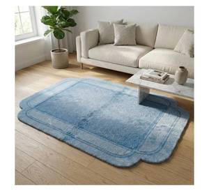 Tapis d'intérieur bleu moelleux et luxueux, antidérapant, pour salon, chambre à coucher, tapis décoratif, tapis shaggy doux - Product Image 2