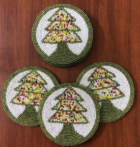 Custom Decorative Christmas Seed Beaded <b>Coaster</b> Set Handcrafted Holiday Table Trending <b>Drink</b> Mats <b>For</b> Home Party And Hotel - Product Image 2
