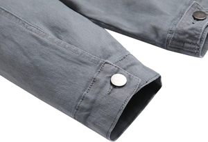 Veste en jean décontractée pour homme, gris délavé, col montant, simple boutonnage, longueur standard, couleur unie, en vente en ligne - Product Image 3
