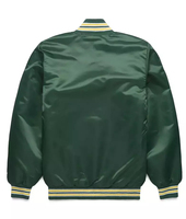 Veste bomber en satin vert Oakland Athletics, logo de l'équipe de baseball, veste varsity légère