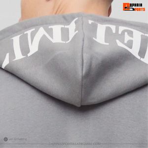 Sudadera con Capucha y Cremallera Extra Grande para Hombre DAPHNIA, Gris, de Algodón y Felpa, Estilo Urbano, con Logotipo Estampado en la Parte Delantera, para Otoño, Unisex - Product Image 3