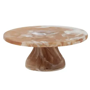 Support à gâteau en résine 10 pouces, design moderne aspect marbre, haute qualité, décorations pour table de mariage, bonbons et desserts - Product Image 2