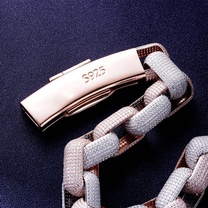 14kt solid gold white and rose <b>link</b> bracelet for men women d vvs clarity passed diamond tester lab diamond - Product Image 2