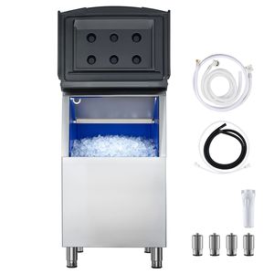 Attrezzatura di Refrigerazione per Cucine Commerciali, Macchina per il Ghiaccio in Acciaio Inox con Contenitore di Stoccaggio, Capacità 250 LBS, Caratteristiche Antiscivolo Regolabili - Product Image 1