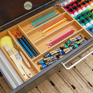 Bandeja para Cubiertos de Bambú Estilo Americano, 1 Compartimento, Ajustable, Extensible, Apta para Lavavajillas, Ecológica, Duradera, para Escritorio - Product Image 3