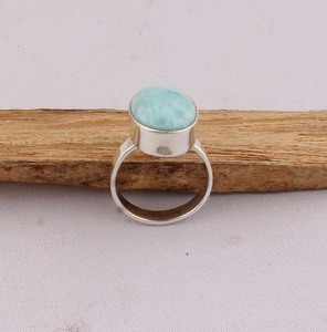 Natural Larimar <b>Ring</b> 925 Sterling <b>Silver</b> Jewelry Ocean Blue Gemstone <b>Ring</b> Vintage Style Caribbean Larimar <b>Statement</b> <b>Ring</b> For Her - Product Image 6