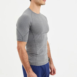 Custom <b>Men</b> <b>Compression</b> <b>Shirts</b> Slim Fit Short Sleeves Moisture Wicking Stretch Eco-Friendly Fitness Workout Sports Wear OEM - Product Image 2