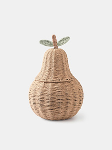 Panier de rangement pour enfants en corde de papier naturelle, tressé en jonc de mer, en forme de poire, pour chambre d'enfant, organisateur de jouets - Tendance actuelle - Product Image 4