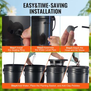 Sistema di Coltivazione Idroponica DWC a 5 Galloni con 2 Secchi, Kit di Irrigazione Superiore e Pompa d'Aria per Coltura in Acqua Profonda - Product Image 5