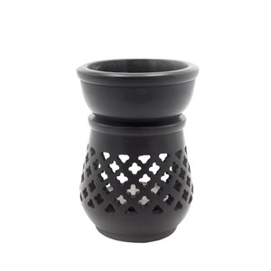 Square Shaped Pure Natural Soapstone Aroma Oil <b>Burner</b> Black Shinning Aroma Oil Diffuser For Gifts Purpose - Product Image 3