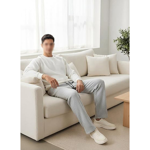 Pantalon de jogging décontracté pour homme en coton gris avec taille élastique, cordon de serrage et poches latérales – Idéal pour l'automne - Product Image 5
