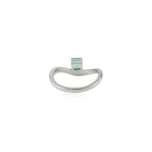 Anillo de esmeralda zambiana de corte cuadrado con curva ondulada, precio de fábrica al por mayor, joyería minimalista unisex para uso diario, oro blanco real de 14K - Product Image 6