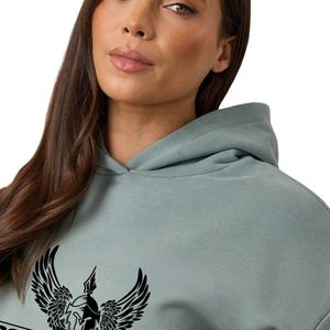 Sweat à capuche oversize vert sauge pour femme, pull en polaire à manches longues, style streetwear décontracté, coupe ample, toucher doux, confort quotidien - Product Image 3