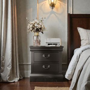 Comodino Classico in Legno 56x41x58 cm Nero - Product Image 2