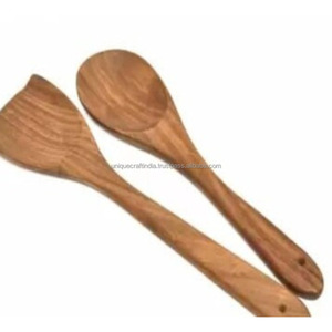 OceanTip Ensemble cuillère et fourchette à salade en bois de mangue | Ustensiles en bois à manche laqué bleu pour une présentation écologique à manger et à la table - Product Image 6