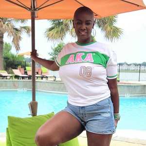 AKA <b>White</b> Jersey <b>Shirt</b> Women Greek Letter Embroidered Athletic Crewneck Premium Quality Top - Product Image 2