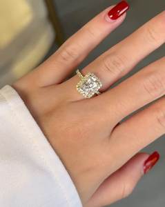 2.5 Carat Radiant Cut Cathedral Halo Diamond Engagement <b>Ring</b> for Women | Hidden Halo <b>Solitaire</b> Wedding <b>Ring</b> Gold IGI Certified - Product Image 2
