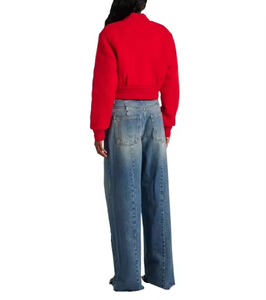 Veste bomber courte pour femme, broderie chenille, patch en cuir, style streetwear, veste personnalisée - Product Image 2