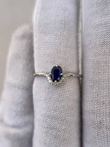 แหวนไพลินสีน้ำเงินธรรมชาติ แหวนหมั้นสีน้ำเงินรอยัล แหวนวันครบรอบสไตล์อาร์ตเดโค แหวนสัญญาสำหรับผู้หญิง เครื่องประดับ - Product Image 6