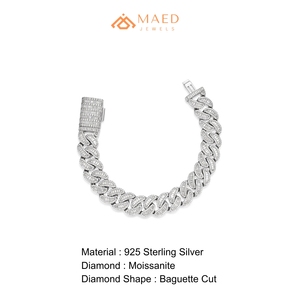 Bracelet Cuban Link en Argent Sterling 925 avec Moissanite, Style Iced Out, Design Personnalisé, Bijoux Fins pour Hommes, Cadeau de Luxe Tendance - Product Image 6