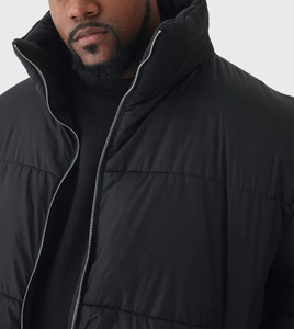 Blouson matelassé décontracté pour hommes de haute qualité, coupe-vent, col montant, fermeture éclair, avec impression de logo personnalisée - Product Image 3