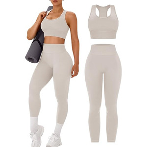 Ensemble de yoga 2 pièces pour femmes grandes tailles : soutien-gorge de sport sans manches taille mi-haute et leggings en Spandex/Nylon à séchage rapide et extensibles pour l'entraînement - Product Image 6