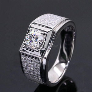 Women's Round Brilliant Cut Moissanite Diamond Engagement <b>Ring</b> 18K Gold Rhodium Plated Pave Setting Iced Out Classic Style - Product Image 2