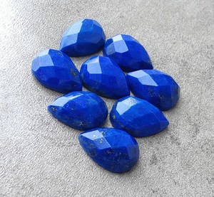 Pierre précieuse naturelle en lapis-lazuli, forme goutte d'eau, taille à carreaux, calibrée, pour bijoux - Product Image 2