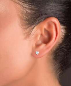 Orecchini solitario opale a forma di cuore in laboratorio (5/8 ct. T. w.) | Del primato - Product Image 2