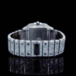 Montre mécanique de luxe VVS Diam avec breloque carrée, entièrement pavée de diamants Moissanite Pantherr, en acier inoxydable, 20 mm, style Hip Hop analogique - Product Image 5