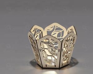 Delarchi Patrón único Luz láser Linterna de madera Soporte de lámpara de té Impresión de 2 colores Marco de decoración del hogar versátil para almacenamiento de fotos - Product Image 1