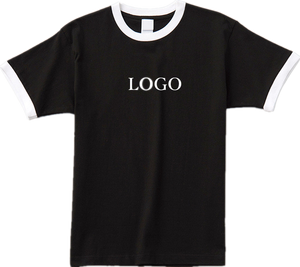 T-shirt personnalisé avec logo pour homme, col contrastant, manches courtes, en coton, tee-shirt décontracté d'été, streetwear imprimé, OEM, vente en gros, faible MOQ - Product Image 2