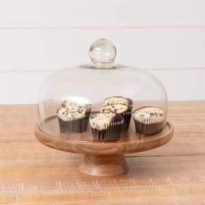 Base de Madera de Lujo para Pastel con Cúpula de Cristal Transparente, Apta para Lavavajillas, Personalizable para Presentación de Pasteles en Ocasiones Especiales y Catering - Product Image 3