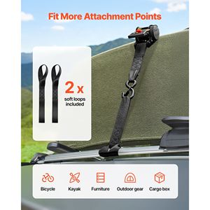 Cinghie a cricchetto retrattili da 2 pollici x 10 piedi con resistenza alla rottura di 3033 libbre, 2 anelli morbidi e ganci a S per il fissaggio con cricchetto - Product Image 4