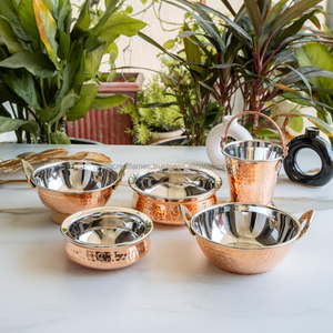 Ensemble de plats de service traditionnels indiens en cuivre et acier, Karahi Handi Balti, vaisselle de table pour la restauration - Product Image 6