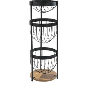 Cesta de Alambre de Hierro de Diseño Clásico, 3 Niveles, Forma Personalizada, Acabado Negro, para Mesa de Comedor, Frutas, Verduras, Cesta de Almacenamiento - Product Image 1