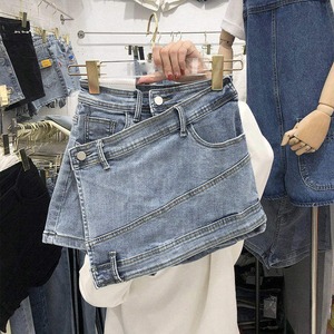 Jupe en jean pour femme, jupe midi en jean délavé vintage, taille haute, tissu doux et durable, vêtement classique et tendance pour femme - Product Image 4
