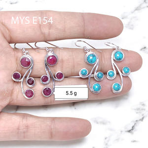 Boucles d'oreilles en argent sterling 925 avec turquoise et pierre de lune, design incroyable, prix de gros, bijoux en argent - Product Image 1