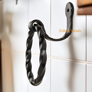 Anillo para Toallas de Hierro Forjado a Mano, Estilo Rústico, para Baño, de Hierro Forjado, Montado en la Pared, Estilo Clásico de Ferretero - Product Image 2