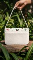 Mini pochette en perles de qualité supérieure pour femmes, motifs ornés, artisanat raffiné, pour la Saint-Valentin, soirée, nylon